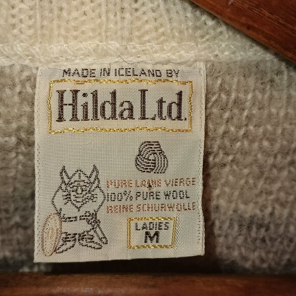 Vintage Hilda Ltd. Fair Isle Cardigan Sweater Wool Size M Brown/Gray/Cream - Picture 3 of 3